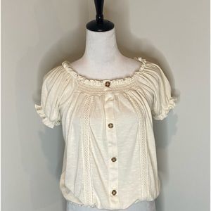 Eyeshadows Girls Clothing, Beige Top worn on/off shoulders. Elastic waist, Sz 16